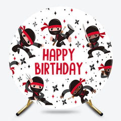 Lofaris Black Red Ninja Darts Games Round Birthday Backdrop