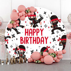 Lofaris Black Red Ninja Darts Games Round Birthday Backdrop