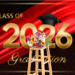 Lofaris Black Red Ribbon Celebrate Grad Ceremony Backdrop