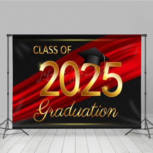 Lofaris Black Red Ribbon Celebrate Grad Ceremony Backdrop