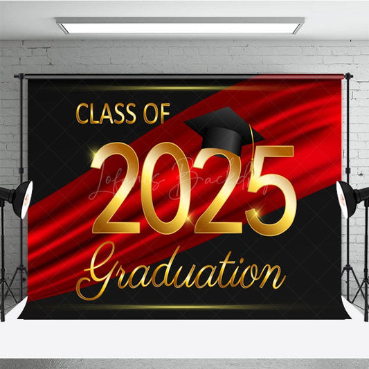 Lofaris Black Red Ribbon Celebrate Grad Ceremony Backdrop
