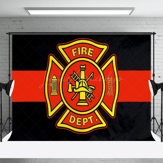Lofaris Black Red Yellow Fire Station Logo Backdrop For Party