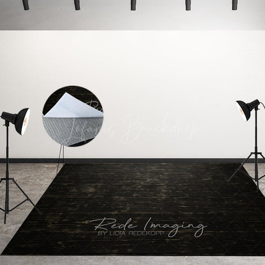 Lofaris Black Retro Wood Fabric Floor Backdrop For Photo