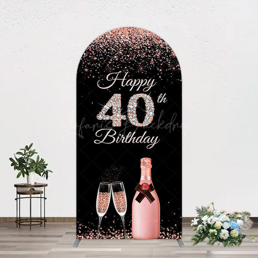 Lofaris Black Rose Gold Glitter 40th Birthday Arch Backdrop