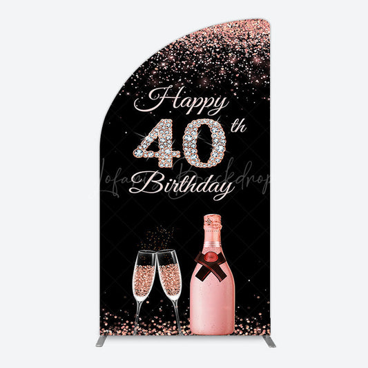 Lofaris Black Rose Gold Glitter 40th Birthday Half Moon Arch Backdrop