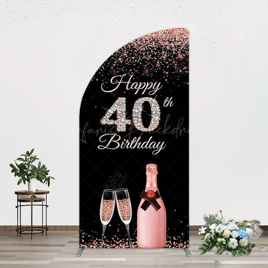 Lofaris Black Rose Gold Glitter 40th Birthday Half Moon Arch Backdrop