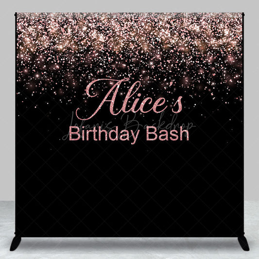 Lofaris Black Rose Gold Glitter Custom Name Birthday Backdrop