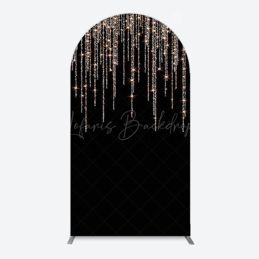 Lofaris Black Rose Gold Lines Simple Birthday Arch Backdrop