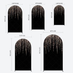 Lofaris Black Rose Gold Lines Simple Birthday Arch Backdrop