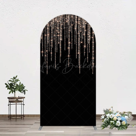 Lofaris Black Rose Gold Lines Simple Birthday Arch Backdrop
