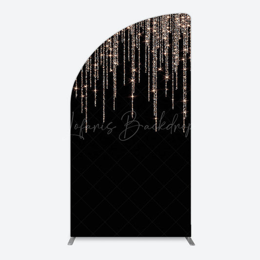 Lofaris Black Rose Gold Lines Simple Birthday Half Moon Arch Backdrop