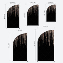 Lofaris Black Rose Gold Lines Simple Birthday Half Moon Arch Backdrop