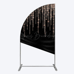 Lofaris Black Rose Gold Lines Simple Birthday Half Moon Arch Backdrop