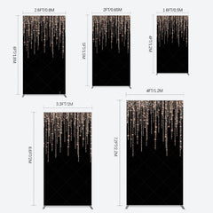 Lofaris Black Rose Gold Lines Simple Birthday Rectangle Backdrop