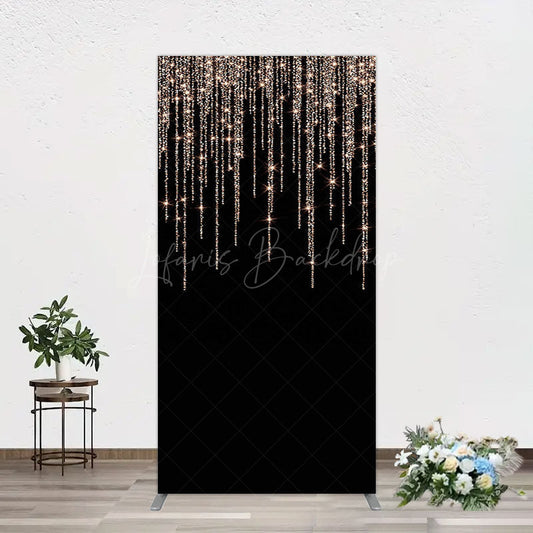 Lofaris Black Rose Gold Lines Simple Birthday Rectangle Backdrop