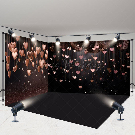 Lofaris Black Rose Gold Love Valentines Day Room Set Backdrop