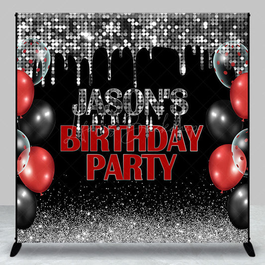 Lofaris Black Silver Balloons Custom Name Birthday Backdrop