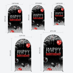 Lofaris Black Silver Glitter Balloons Birthday Arch Backdrop