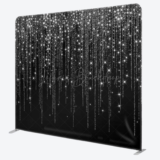Lofaris Black Silver Glitter Dance Party Square Backdrop