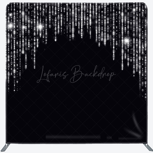 Lofaris Black Silver Glitter Party Square Tension Backdrop