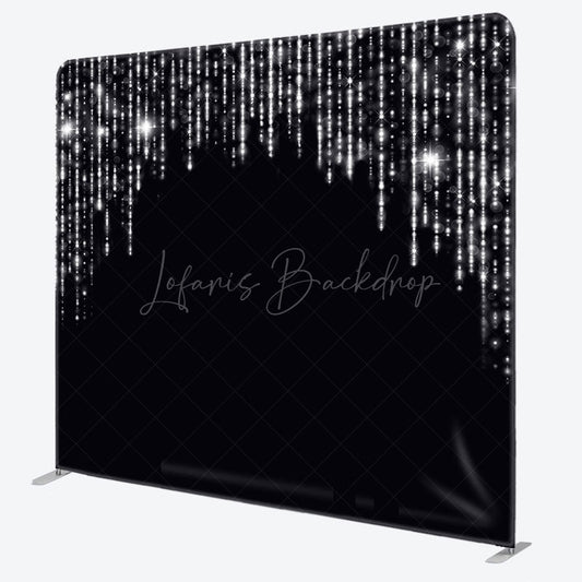 Lofaris Black Silver Glitter Party Square Tension Backdrop