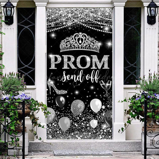 Lofaris Black Silver Prom Send Off Graduation Door Cover