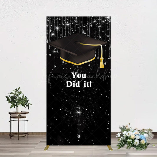 Lofaris Black Silver Sparkle You Did It Grad Rectangle Backdrop