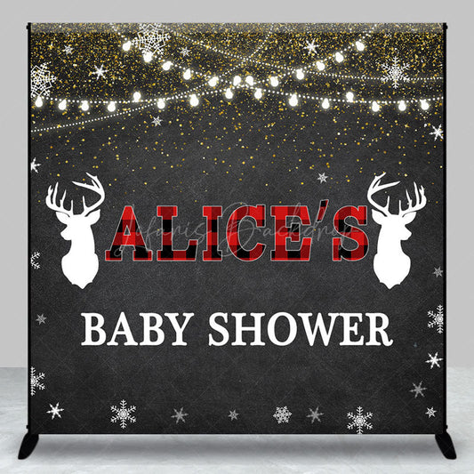 Lofaris Black Snowy Elk Christmas Custom Baby Shower Backdrop
