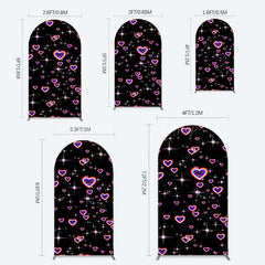 Lofaris Black Sparkle Rainbow Hearts Romantic Arch Backdrop