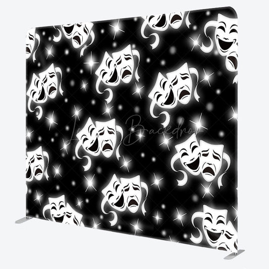 Lofaris Black Sparkle Tragic Comedy Mask Pillow Case Backdrop