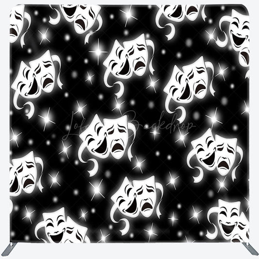 Lofaris Black Sparkle Tragic Comedy Mask Pillow Case Backdrop