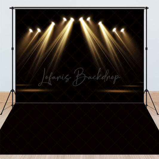 Lofaris Black Stage with Spotlights and Floor Combo Set Backdrop Performance or Awards Night Theater Photo Prop