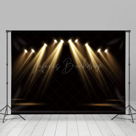 Lofaris Black Stage with Spotlights and Floor Combo Set Backdrop Performance or Awards Night Theater Photo Prop