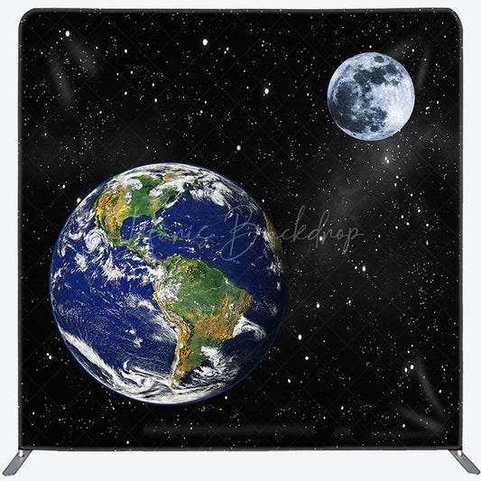 Lofaris Black Starry Galaxy Moon Earth Pillow Case Backdrop