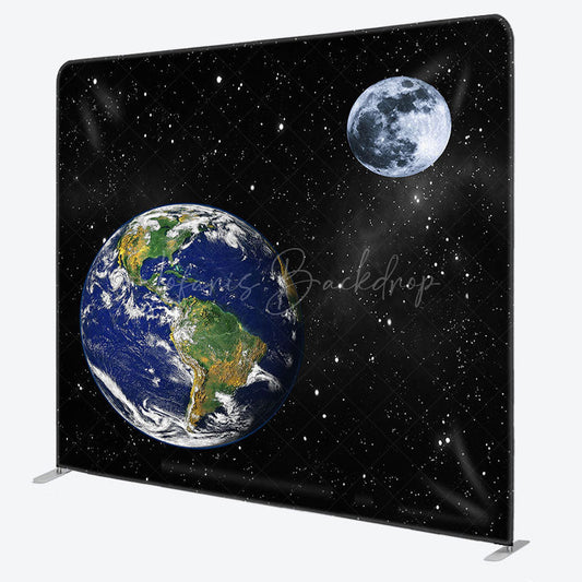 Lofaris Black Starry Galaxy Moon Earth Pillow Case Backdrop