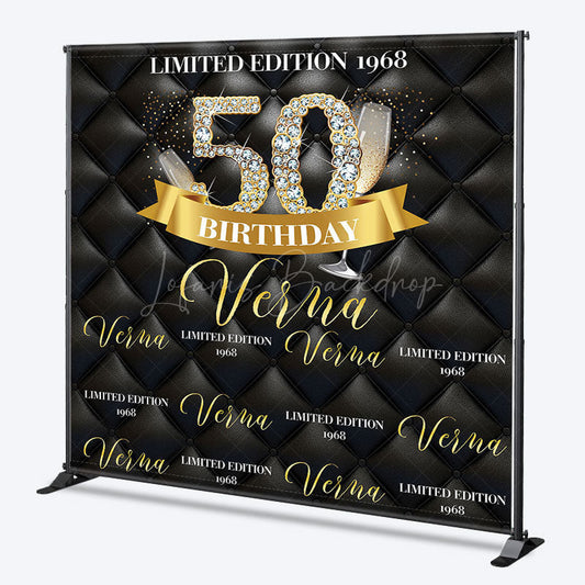 Lofaris Black Step And Repeat Custom 50th Birthday Backdrop