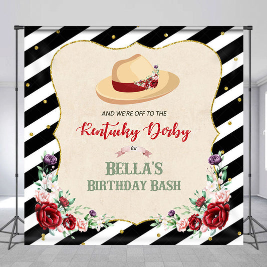 Lofaris Black Stripe Kentucky Derby Custom Birthday Backdrop