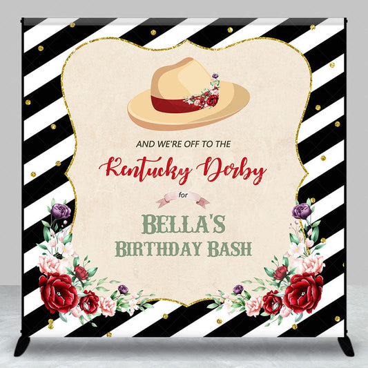 Lofaris Black Stripe Kentucky Derby Custom Birthday Backdrop