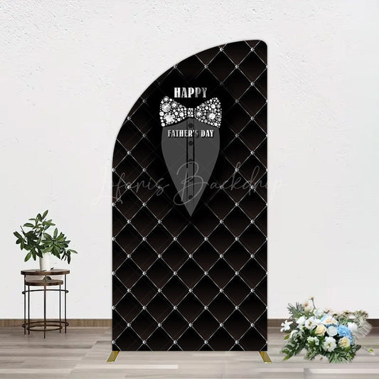 Lofaris Black Suit Diamond Bow Tie Fathers Day Half Moon Arch Backdrop