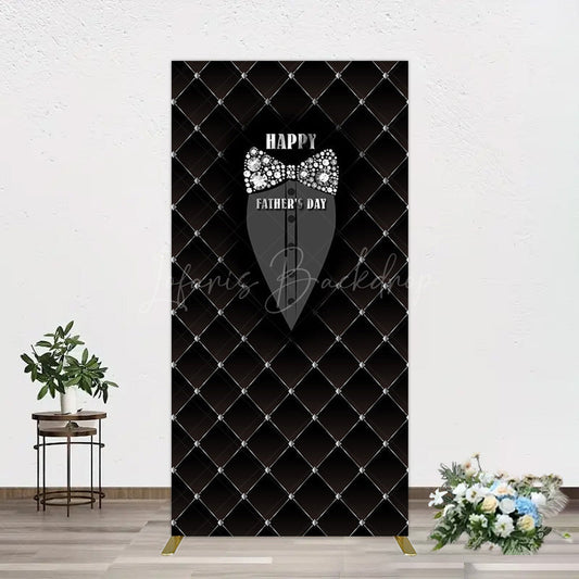 Lofaris Black Suit Diamond Bow Tie Fathers Day Rectangle Backdrop