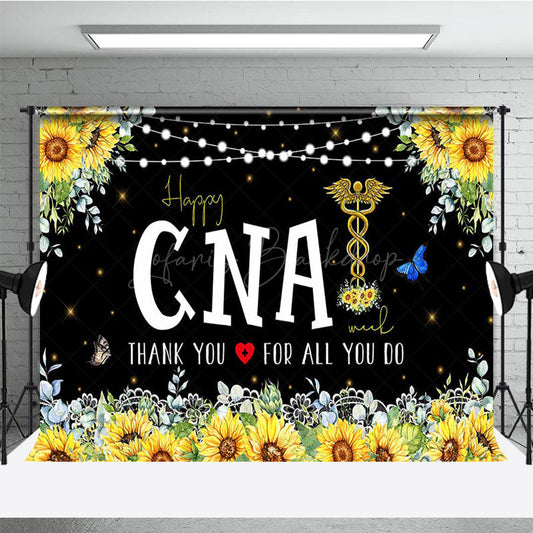 Lofaris Black Sunflower Happy Cna Week Thank You Backdrop