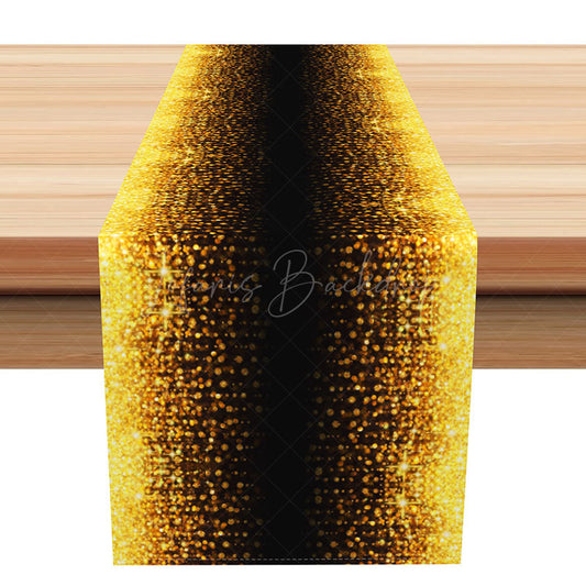 Lofaris Black Table Runner with Gold Gradient Dots Elegant and Simple Dining Decor Modern Minimalist Kitchen Linen