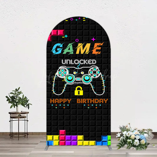 Lofaris Black Tetris Unlocked Game Birthday Arch Backdrop