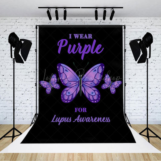 Lofaris Black Wear Purple Butterfly Lupus Awareness Backdrop