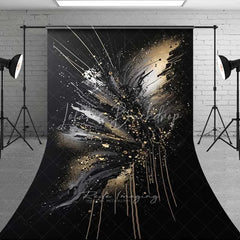 Lofaris Black White and Gold Explosive Art Backdrop Abstract Paint Drips Splatter Photography Background
