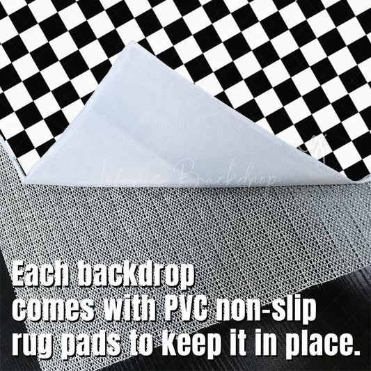 Lofaris Black White Checkered Fabric Floor Backdrop For Photo