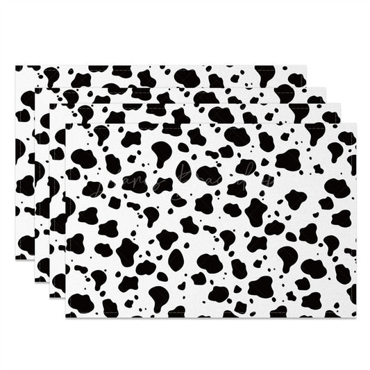 Lofaris Black White Cow Pattern Dining Set of 4 Placemats