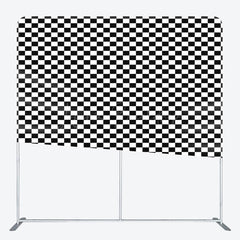 Lofaris Black White Plaid Pattern Square Tension Backdrop