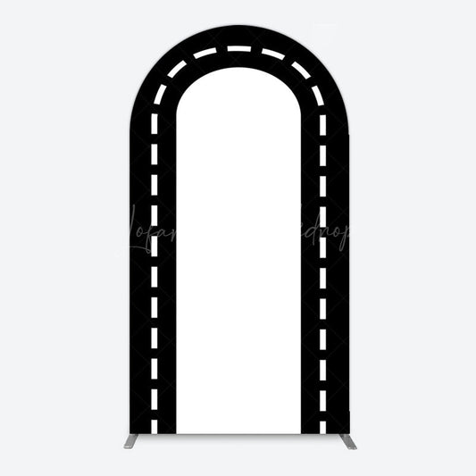 Lofaris Black White Plaid Racing Game Fast Two Arch Backdrop