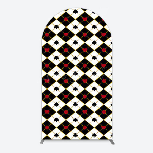 Lofaris Black White Rhombus Poker Birthday Arch Backdrop